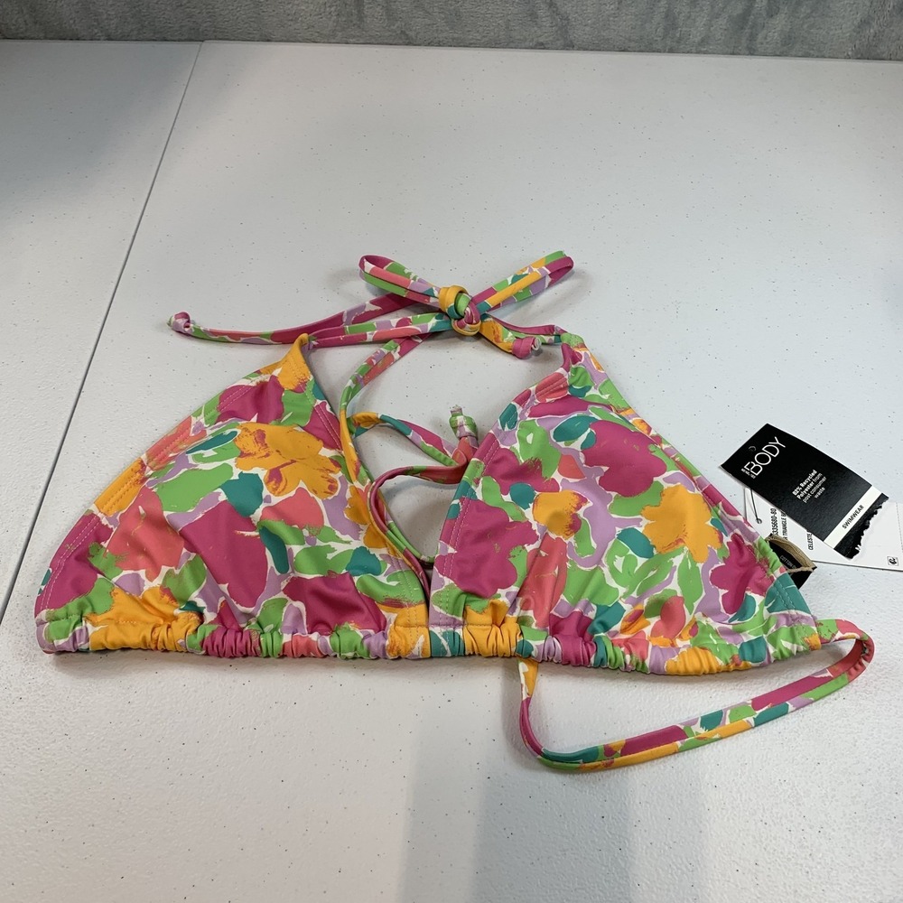 Cotton On‎ Body Women's Bikini Top XL Swim String Slider Triangle Celeste Floral